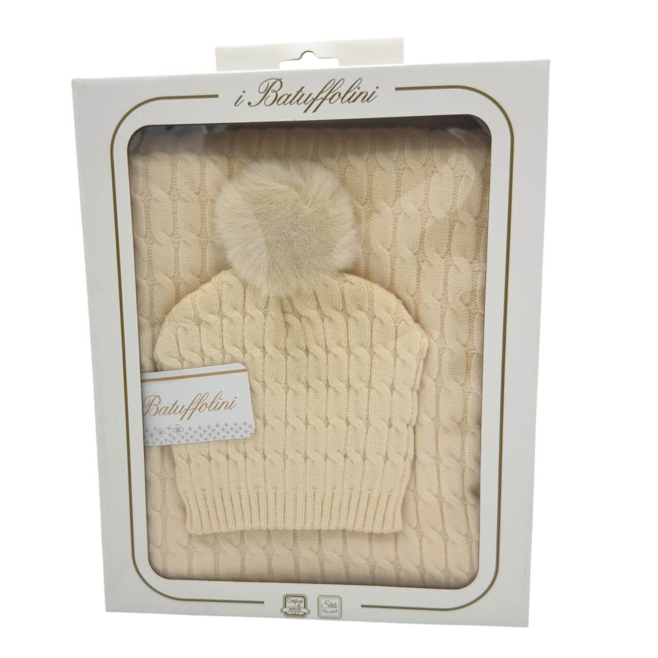 Completo Cappello con Pon Pon + Scialle in Misto Lana