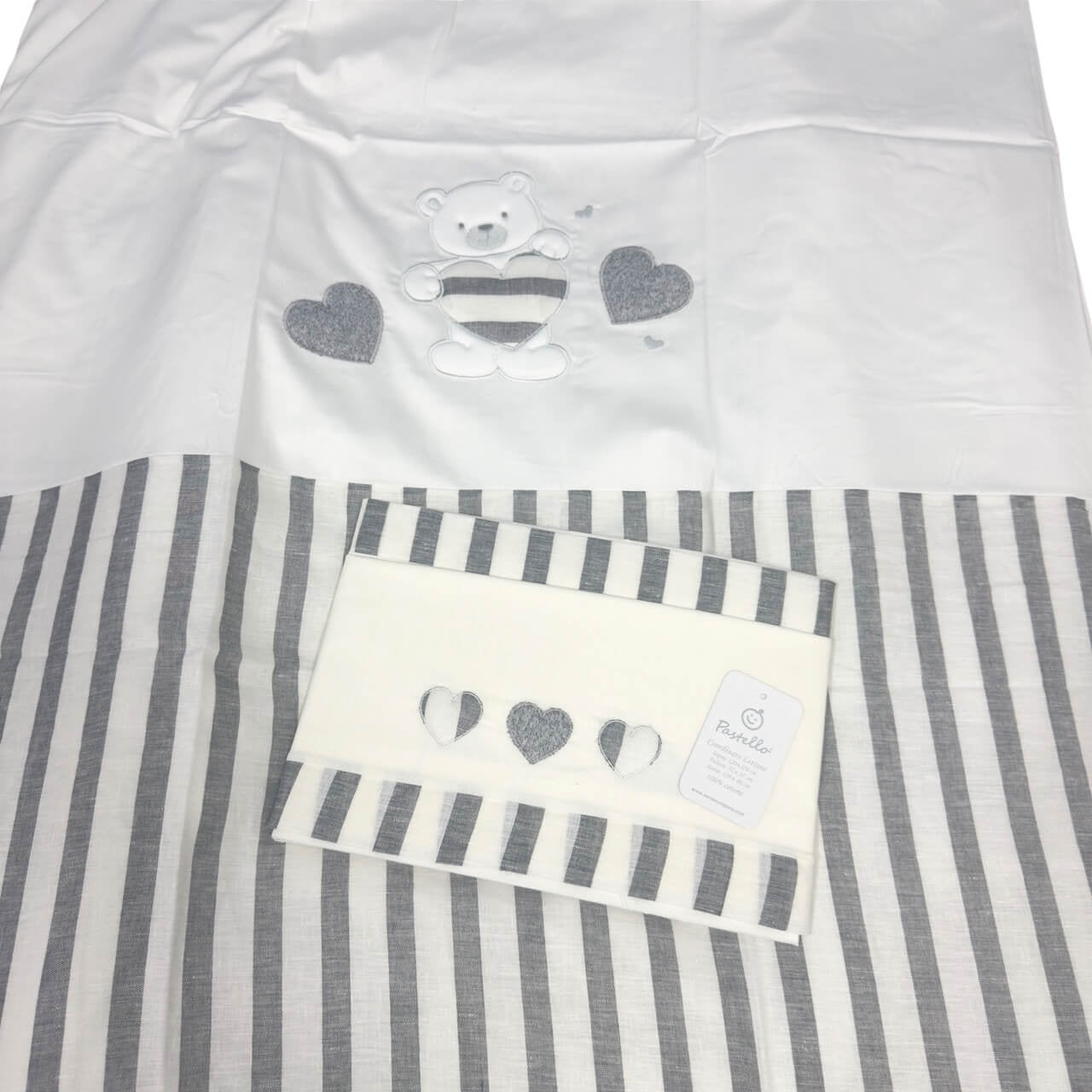 Completo trapunta lettino con lenzuola e paracolpi Pastello