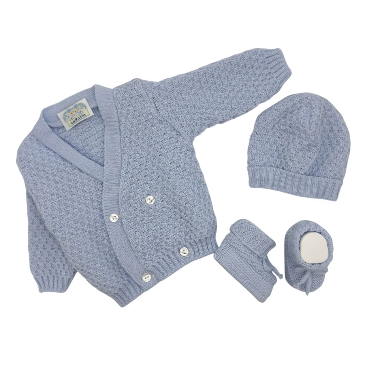Set Golfino+Scarpette+Cappello in Misto Lana 0/6 Mesi