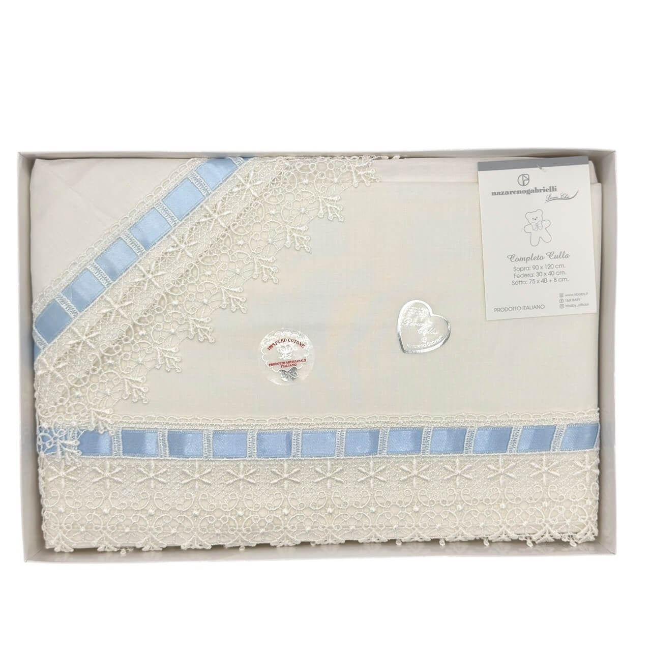 Completo Carrozzina Merletto 100% Cotone