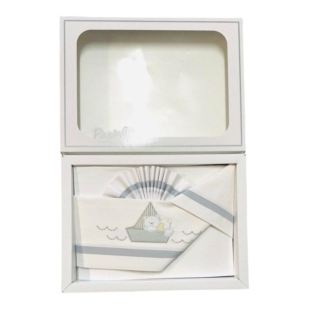 Completo Culla/Lettino Grigio Pastello 100% Cotone - Mstore016 - Completo Culla - Pastello