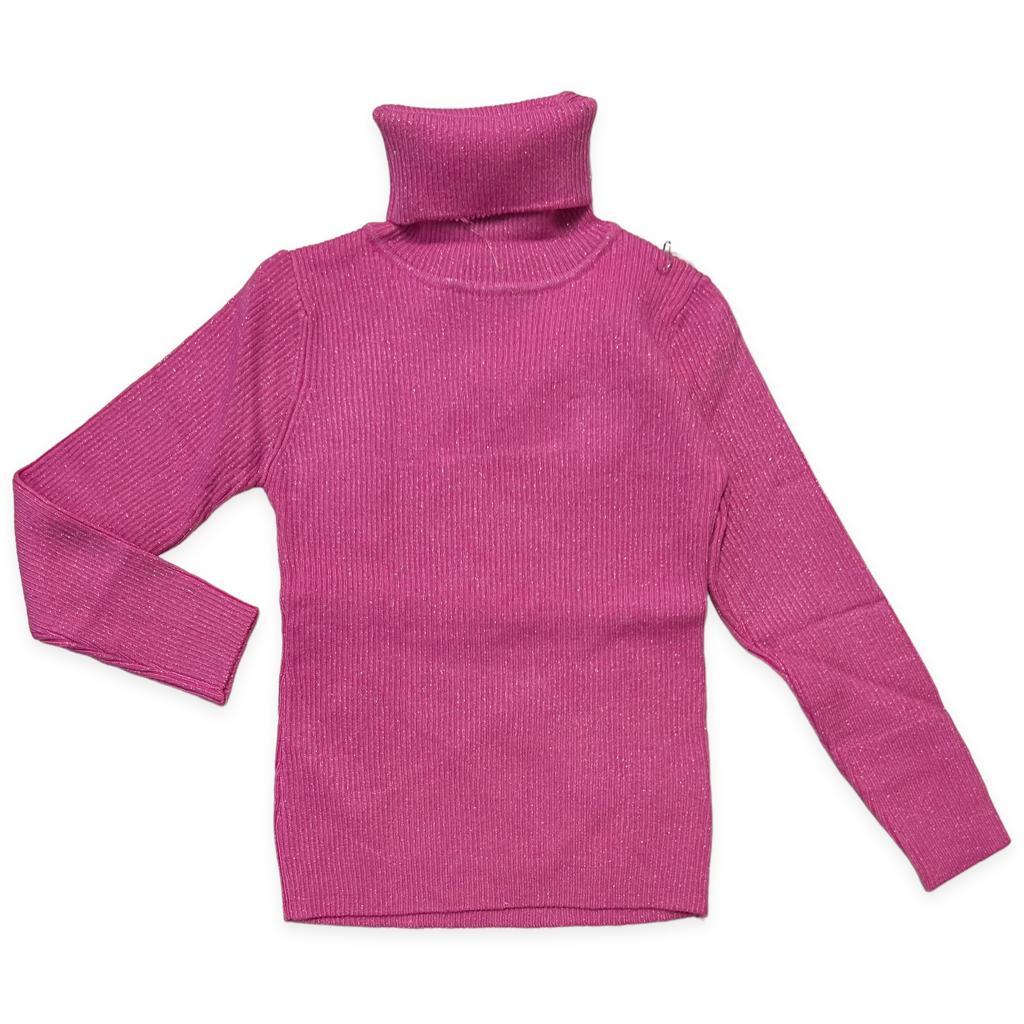 Maglione Glitter collo alto - Mstore016 - maglione bimba - Pink Baby