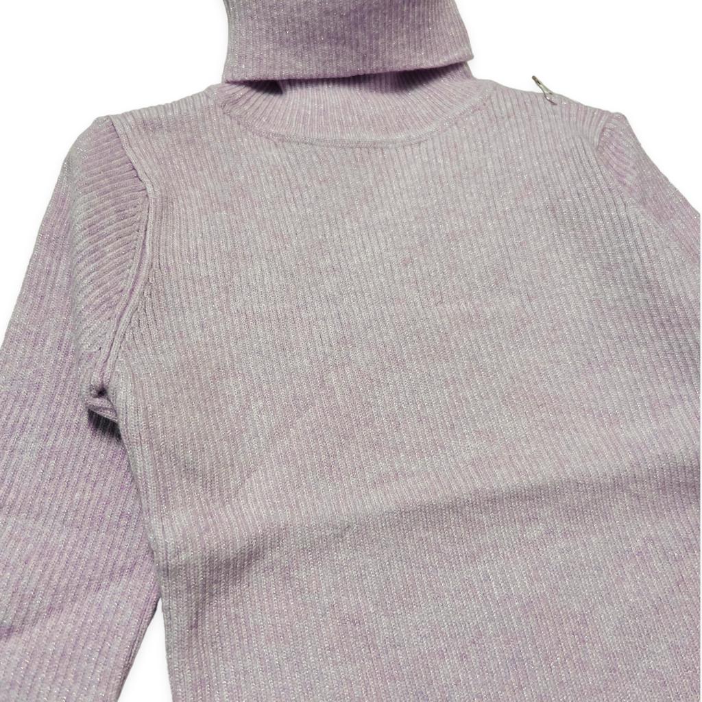 Maglione Glitter collo alto - Mstore016 - maglione bimba - Pink Baby