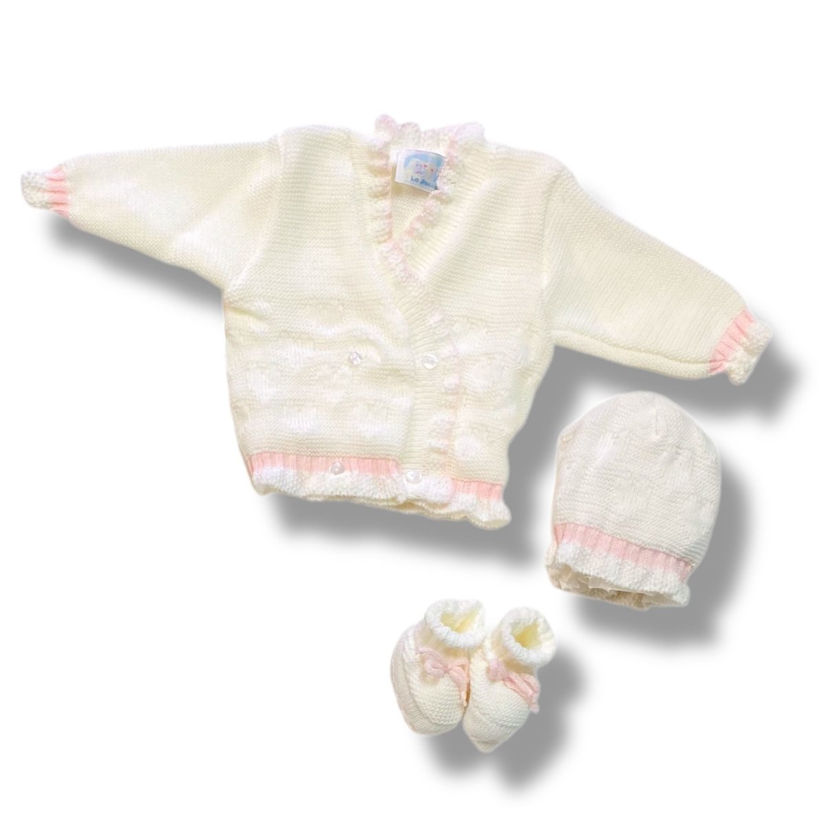 Set Golfino+Scarpette+Cappello in Misto Lana 0/6 Mesi - Mstore016