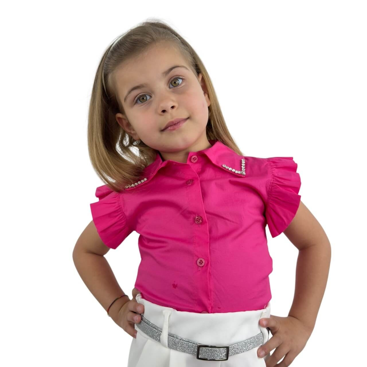 Camicia Bimba Con Perline