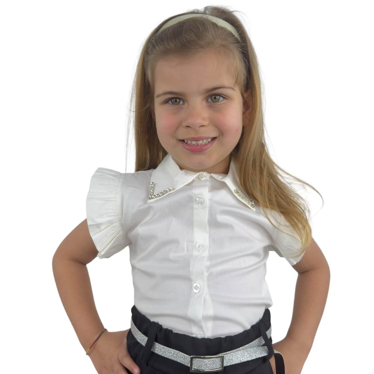 Camicia Bimba Con Perline