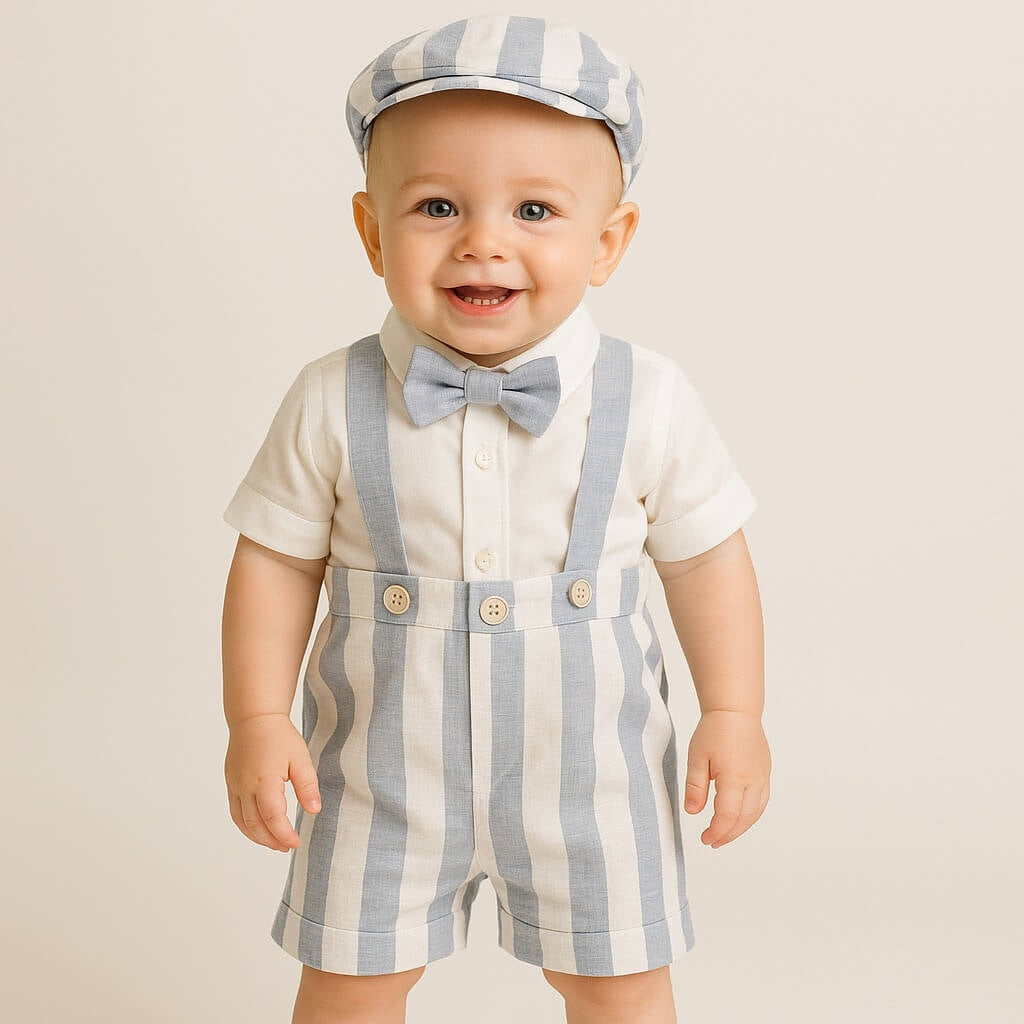 Abito salopette in lino Neonato