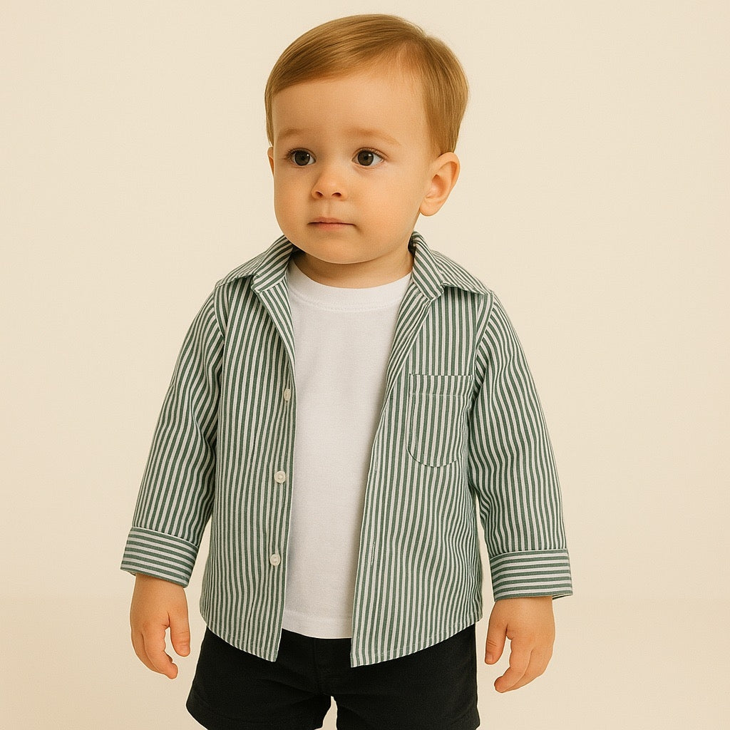 Completo – Camicia a Righe + T-shirt Bianca