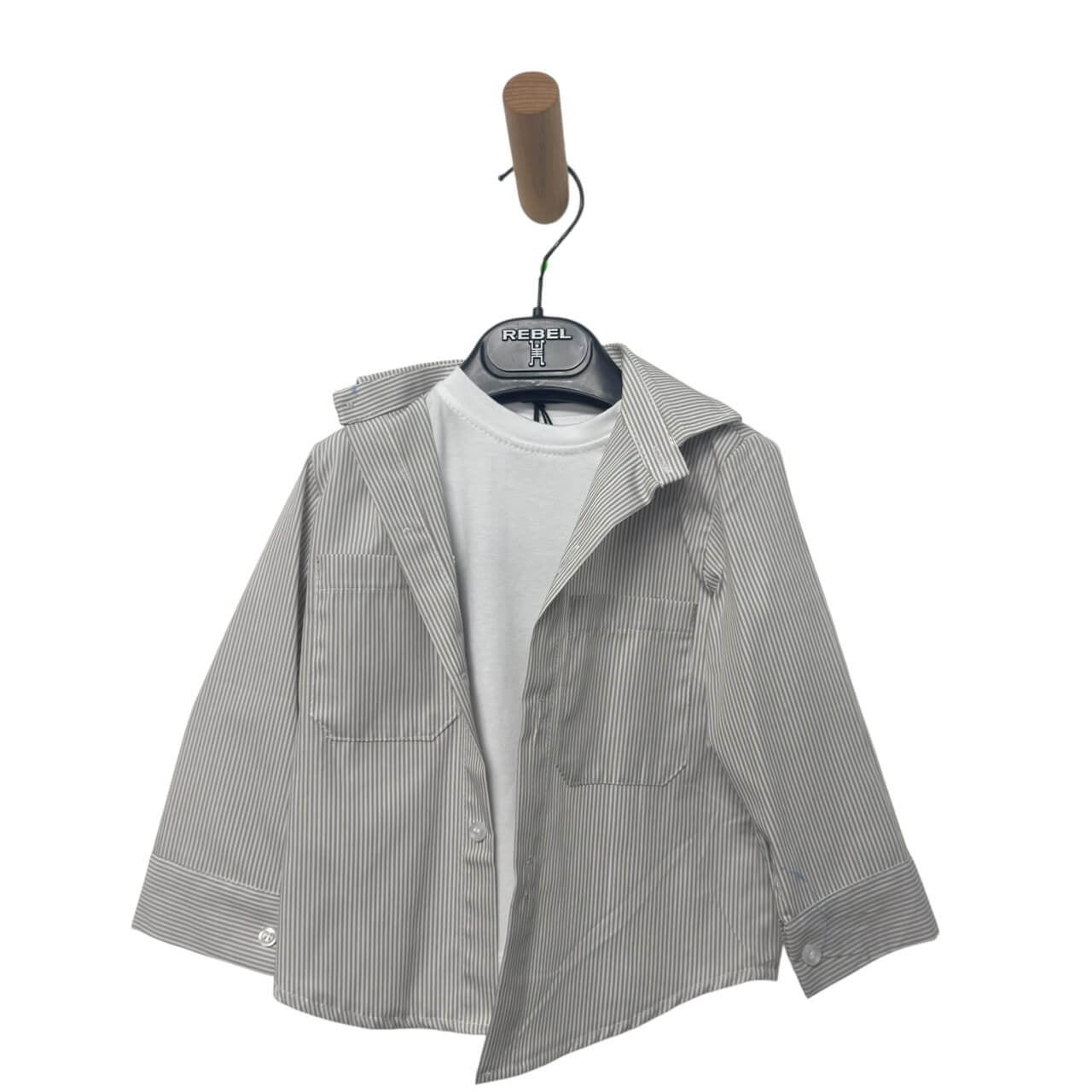 Completo – Camicia a Righe + T-shirt Bianca