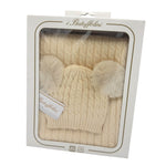Completo Cappello con 2 Pon Pon + Scialle in Misto Lana