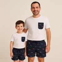 Completo Papà Figlio Costume da Bagno + T-shirt