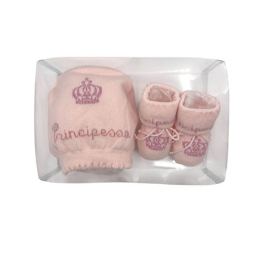 Set Principessa Cappello + scarpe in Caldo Cotone 0/6 Mesi