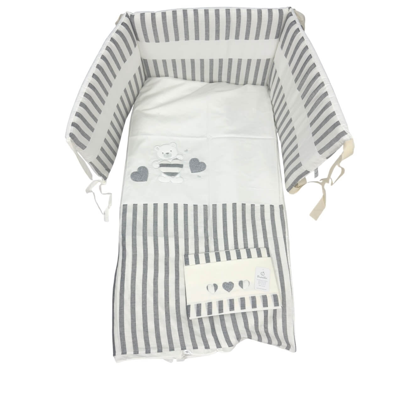 Completo trapunta lettino con lenzuola e paracolpi Pastello