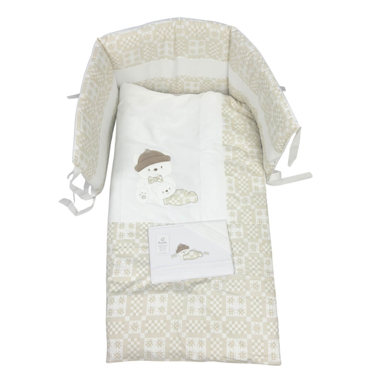 Completo trapunta lettino con lenzuola e paracolpi Pastello