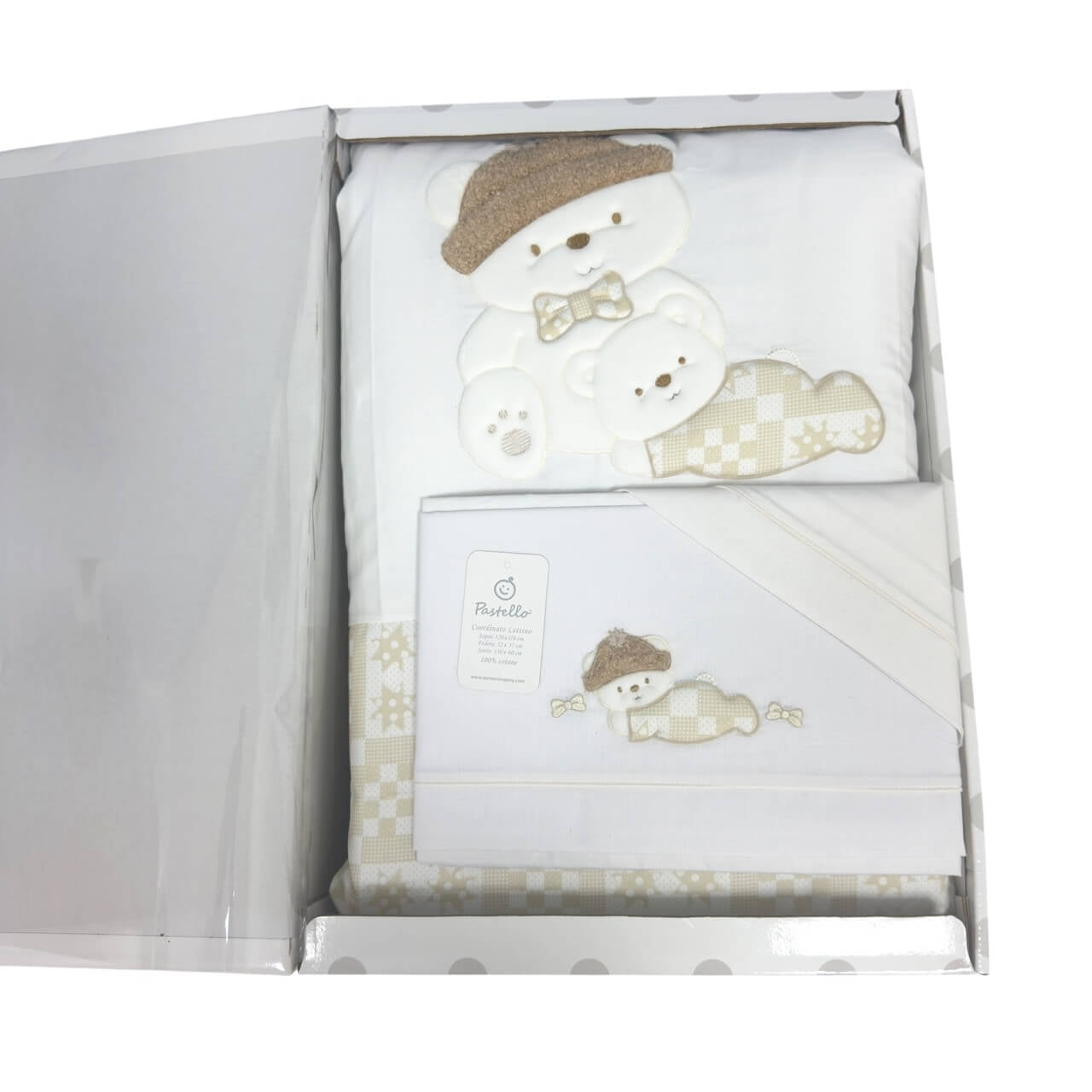 Completo trapunta lettino con lenzuola e paracolpi Pastello