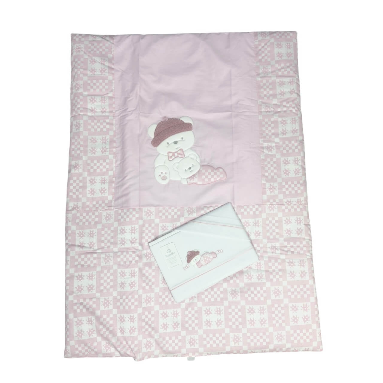 Completo trapunta lettino con lenzuola e paracolpi Pastello