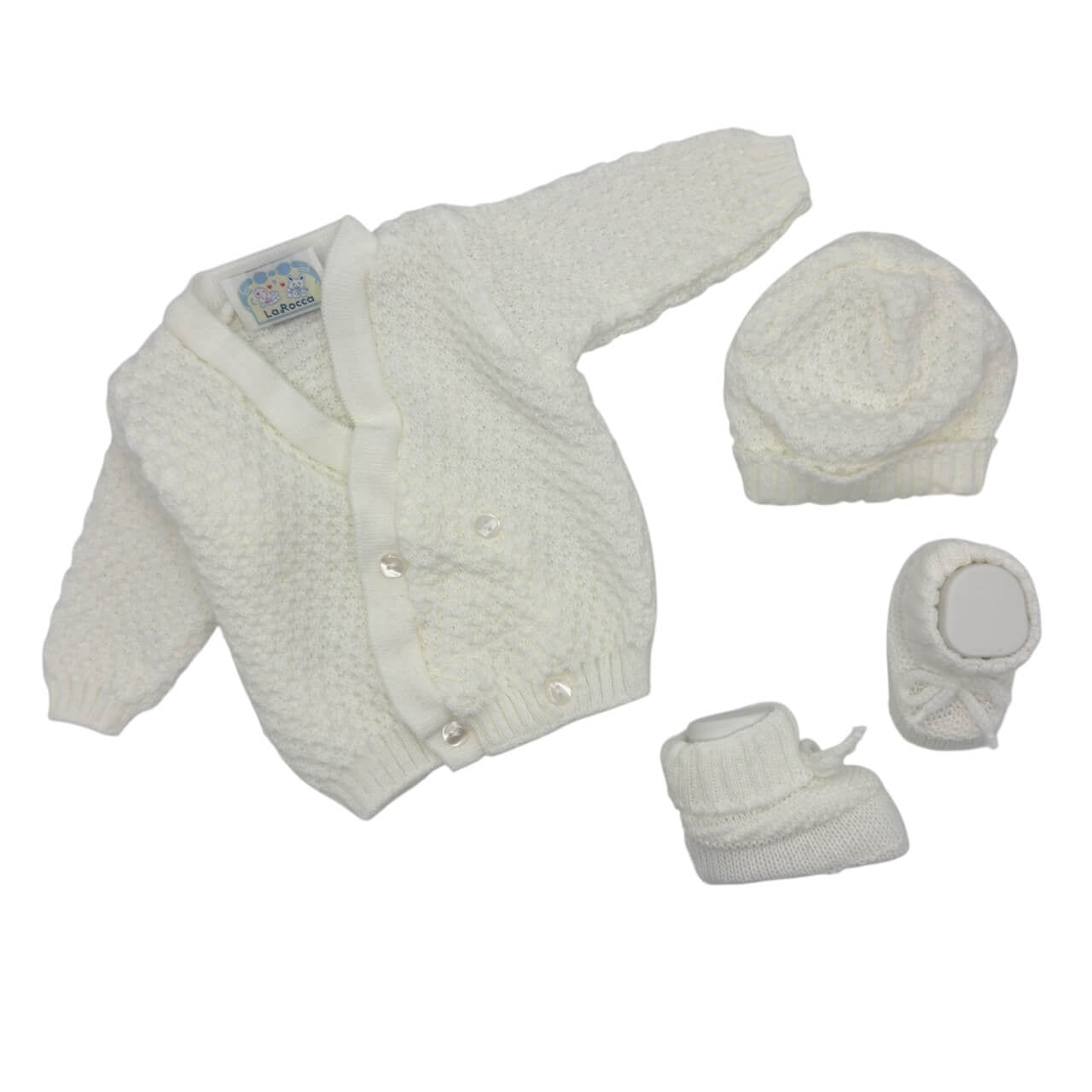Set Golfino+Scarpette+Cappello in Misto Lana 0/6 Mesi