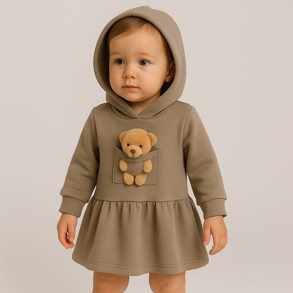 Vestito Neonata con Cappuccio e Orsetto