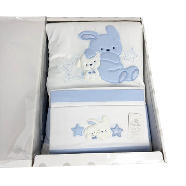 Completo trapunta lettino con lenzuola e paracolpi Pastello