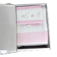 Completo trapunta lettino con lenzuola e paracolpi Pastello