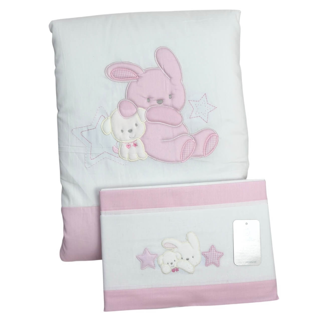 Completo trapunta lettino con lenzuola Pastello