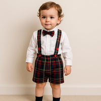 Salopette Scozzese Neonato 3 Pezzi