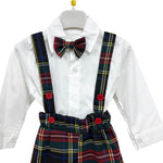 Salopette Scozzese Neonato 3 Pezzi