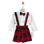 Salopette Scozzese Neonato 3 Pezzi