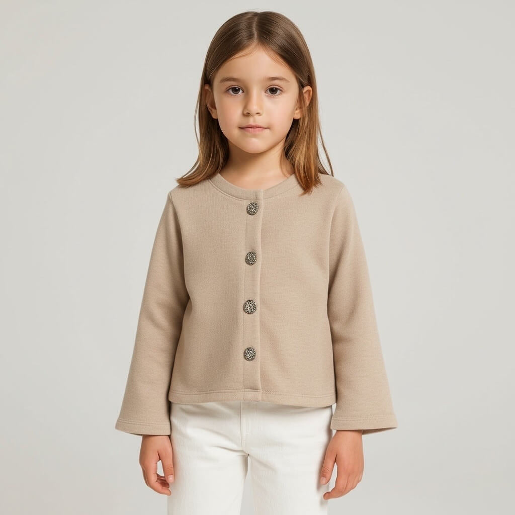 Cardigan da bimba con bottoni gioiello