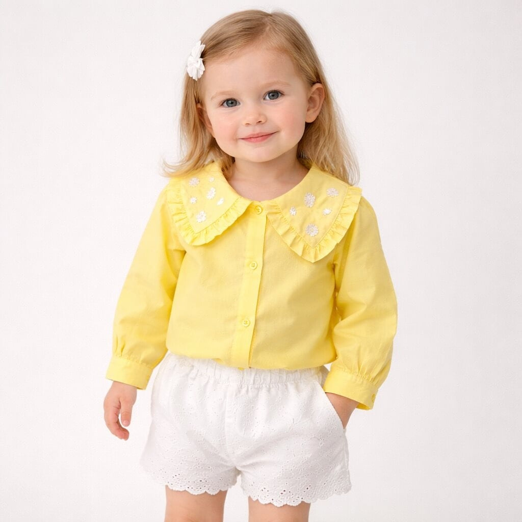 Camicia Colletto Fiori Neonata