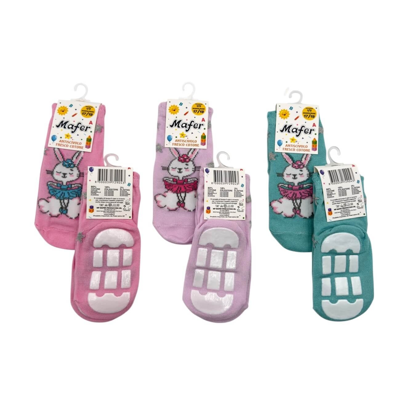 6 Calzini Antiscivolo in Cotone Bimba