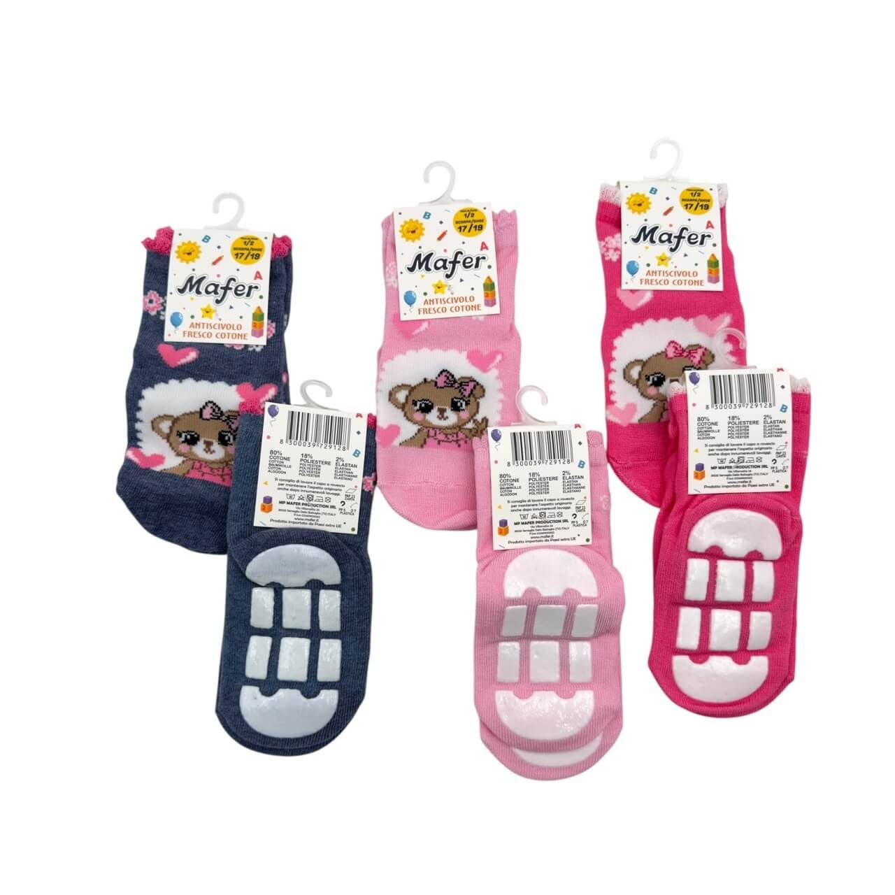 6 Calzini Antiscivolo in Cotone Bimba