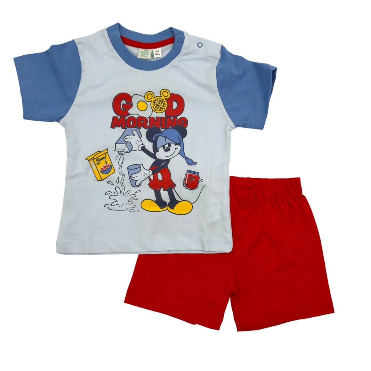 Pigiama Corto in Cotone Disney Mickey Mouse