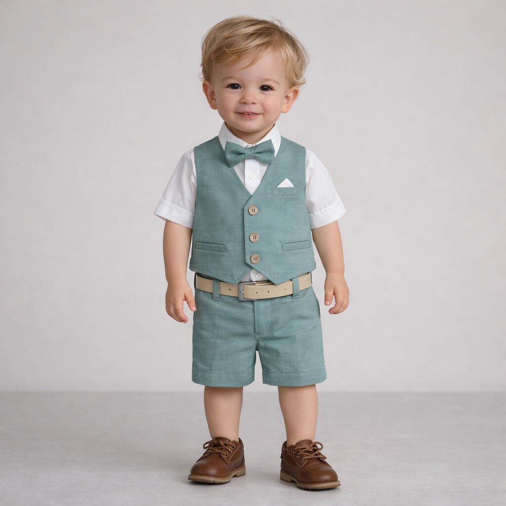 Completo in Lino con Gilet Neonato