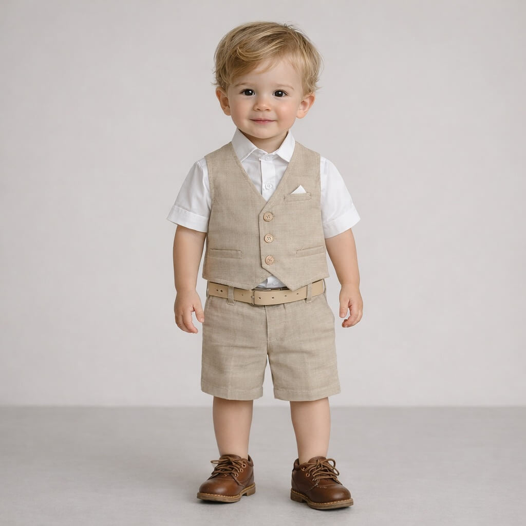 Completo in Lino con Gilet Neonato
