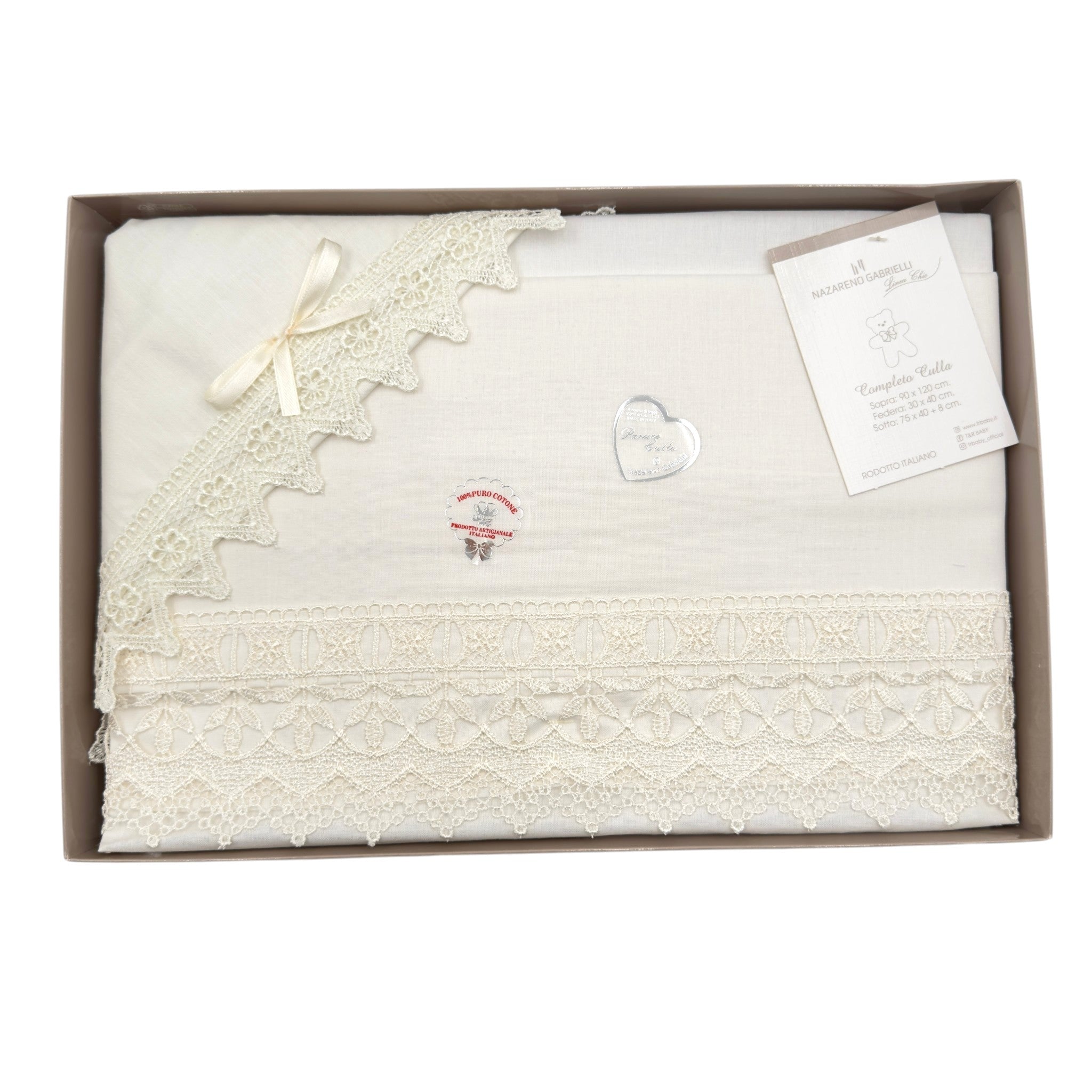 Completo Carrozzina Merletto 100% Cotone