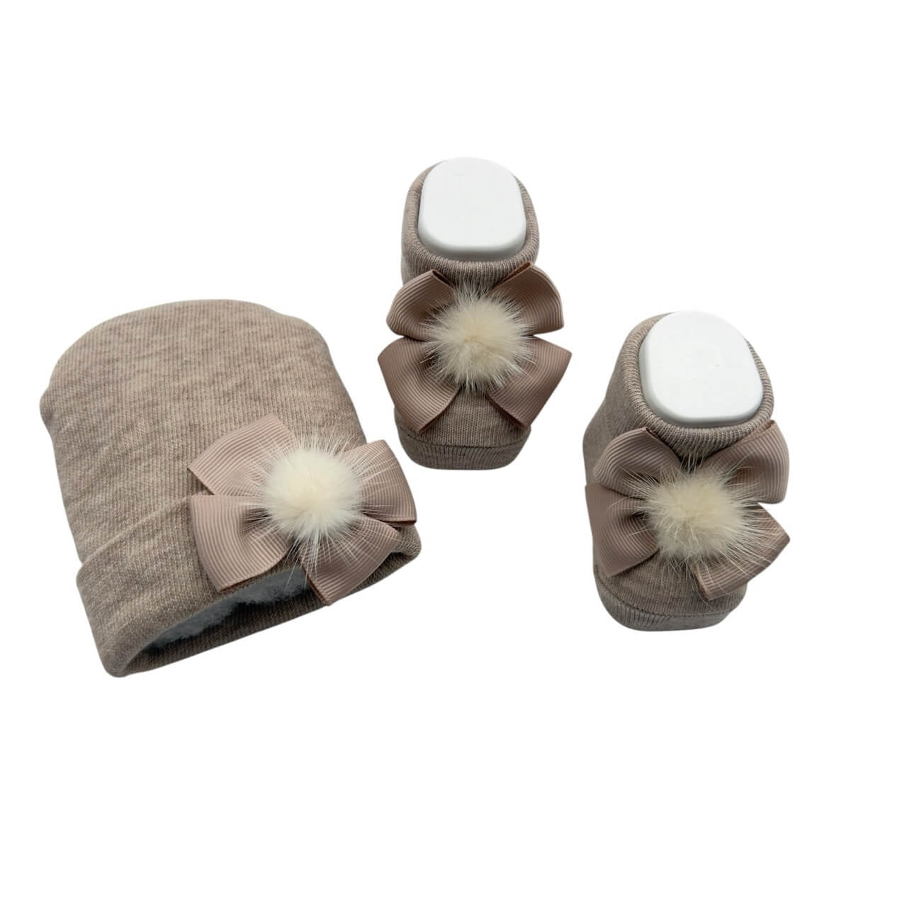 Set Cappello+scarpe in Caldo Cotone 0/6 Mesi