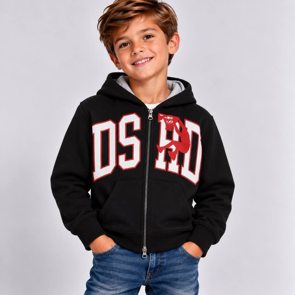 Felpa stampata invernale Felpata con zip - XOUT JEANS