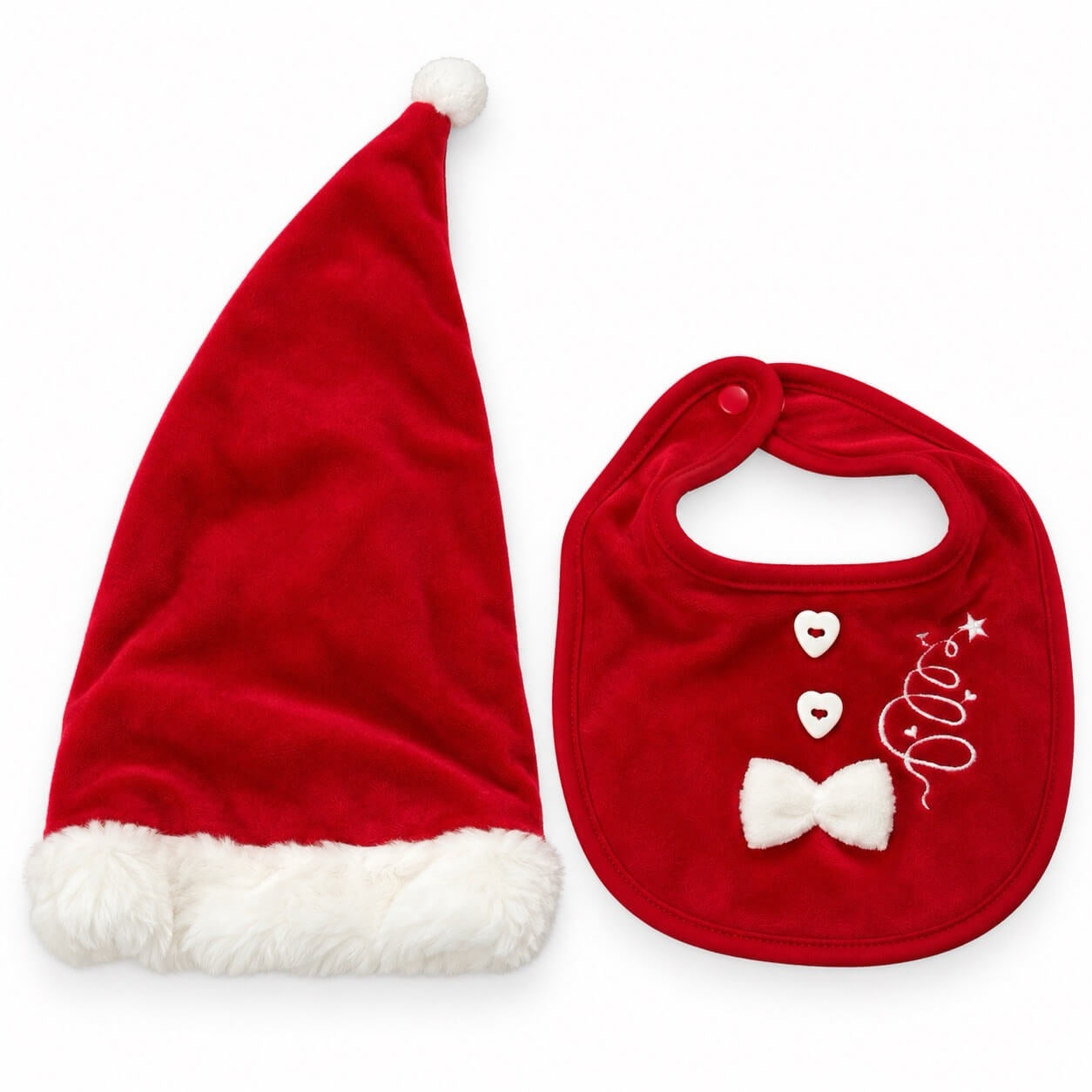 Cappello + Bavetta In ciniglia Natalizia