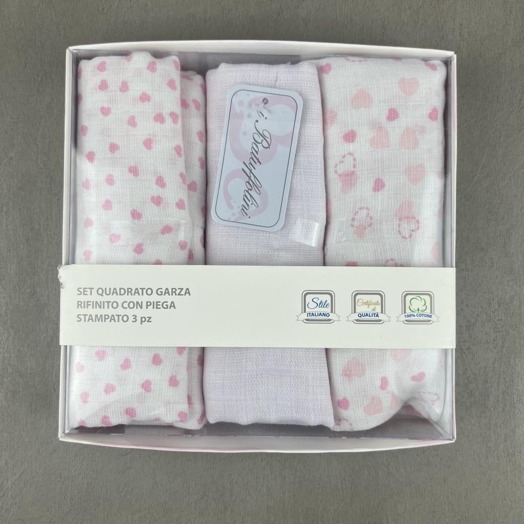 3 Pannetti Mussole rosa Orsetto - Mstore016