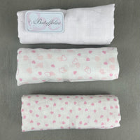 3 Pannetti Mussole rosa Orsetto - Mstore016