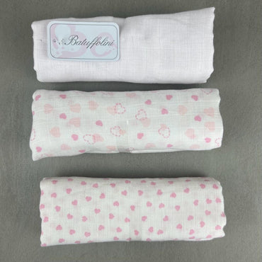 3 Pannetti Mussole rosa Orsetto - Mstore016