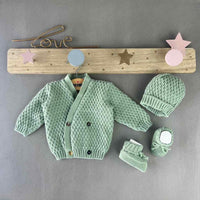 Set Golfino+Scarpette+Cappello in Misto Lana 0/6 Mesi - Mstore016