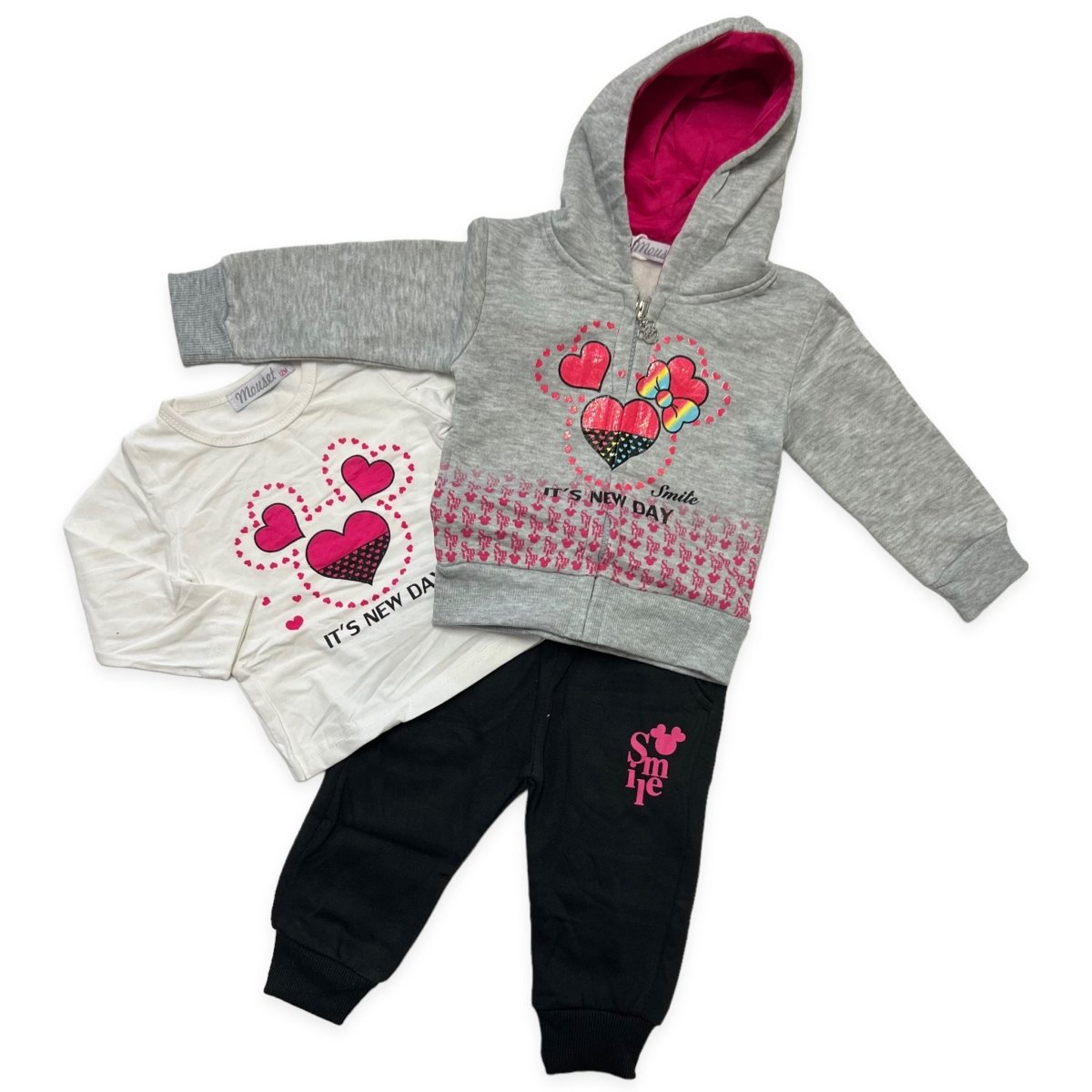 Tuta 3 Pezzi Felpata Neonata - Mstore016 - Tuta Neonata - Mousett